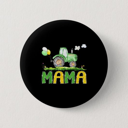 Funny Mama Birthday Boy Tractor Farm Truck Matchin Button (Vorderseite)