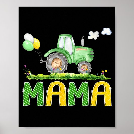 Funny Mama Birthday Boy Tractor Farm Truck Matchin Poster (Vorne)