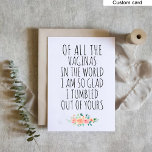 Funny Mama Birthday Card von Daughter Floral Print Feiertagskarte<br><div class="desc">Von all den Vaginas in der Welt bin ich so froh,  dass ich aus deiner lustigen Mama die Geburtstagskarte von der Tochter ausgezogen habe.</div>