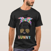 Funny Mama Bunny Leopard Messy Bun Happy Easter Da T-Shirt (Vorderseite)