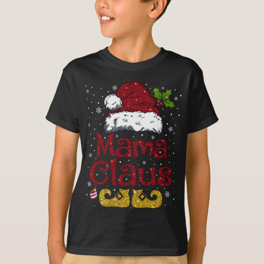 Funny Mama Claus Matching Familie Weihnachten Weih T-Shirt (Vorderseite)
