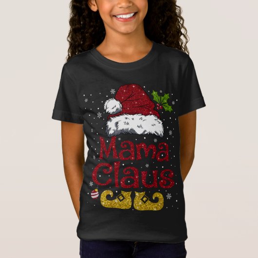Funny Mama Claus Matching Familie Weihnachten Weih T-Shirt (Vorderseite)