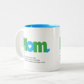 Funny Mama Definition blau/grün Zweifarbige Tasse (Vorderseite Links)