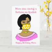 Funny Mama Face Mask Lipstick Schwarzes Haar Gebur Karte (Gelbe Blume)