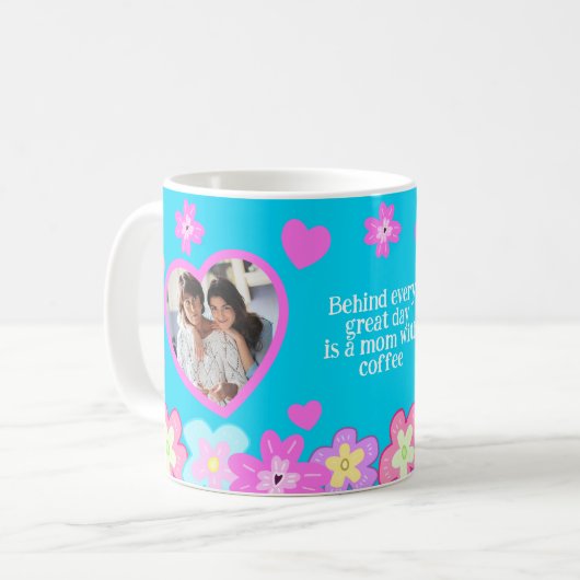 Funny Mama Hand Zeichnend farbenfrohe Cartoon Blum Kaffeetasse (Vorderseite Links)
