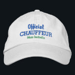 Funny Mama Hat Offiziell Chauffeur Individuelle Na Bestickte Baseballkappe<br><div class="desc">Der perfekte Hut für die Mama, die die Kinder immer von der Aktivität bis zur Aktivität bedient! Dieses lustige Baseballdeck enthält die Wörter "Offizieller Chauffeur" und "Mama dein Name" unten (oder ersetzen Sie mit Ihrer Formulierung). Ändern Sie einfach die Farbe des Textes und der Kappe. Egal, ob Sie eine geschäftige...</div>