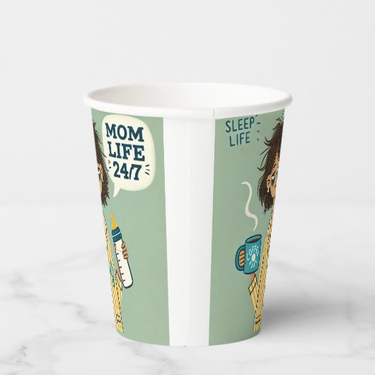 Funny Mama Paper Cup - "Mama Life 24/7" - Ausgesto Pappbecher (Rechts)