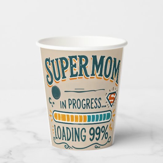 Funny Mama Paper Cup - Supermutter in Progress... Pappbecher (Rückseite)