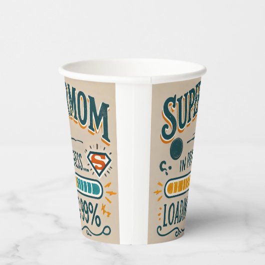 Funny Mama Paper Cup - Supermutter in Progress... Pappbecher (Rechts)
