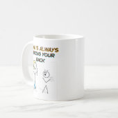 Funny Mama Support Cartoon - Ihren Rücken haben Kaffeetasse (Vorderseite Links)