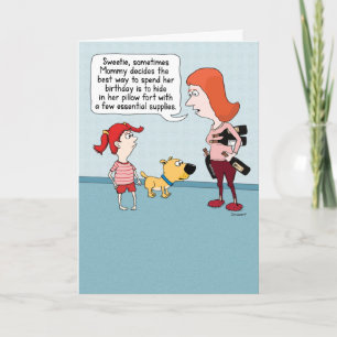 Funny Mama trinkt an ihrem Geburtstag Karte