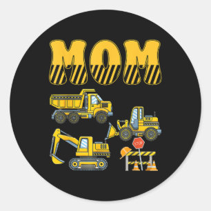 Funny Mama Vater Bau Bagger Kinder Junge Fami Runder Aufkleber