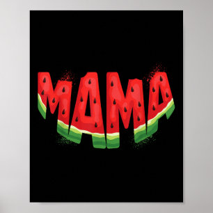 Funny Mama Watermelon Sommer Früchte Familie Match Poster