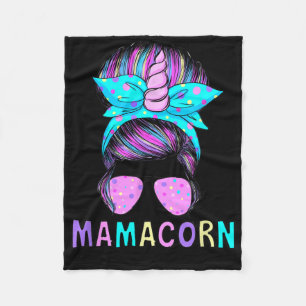 Funny Mamacorn Unicorn Messy Bun Mama Muttertag Fleecedecke
