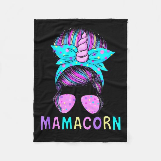 Funny Mamacorn Unicorn Messy Bun Mom Mother's Day  Fleecedecke (Vorderseite)
