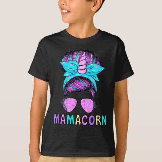 Funny Mamacorn Unicorn Messy Bun Mom Mother's Day T-Shirt (Vorderseite)