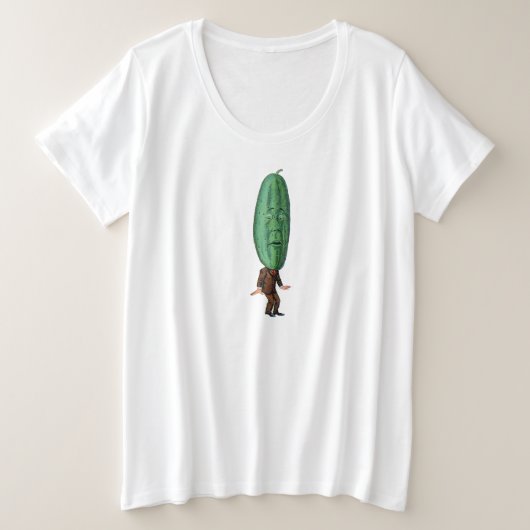 Funny Man Big Green Pickle Head Brown Anzug Große Größe T-Shirt (Design vorne)