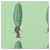 Funny Man Big Green Pickle Kopf Brown Anzug Green Stoff (Nahaufnahme)