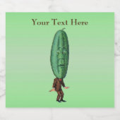 Funny Man Big Green Pickle Kopf Gesicht im Anzug G Bierflaschenetikett (Einzelnes Label)