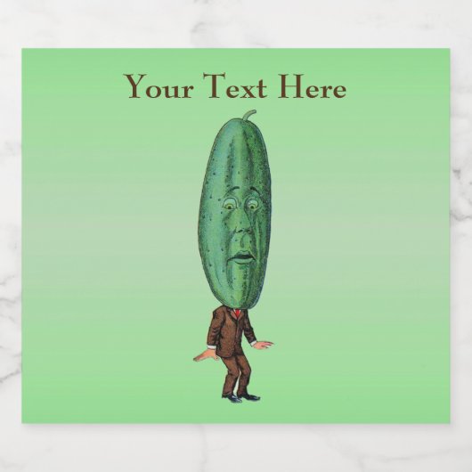 Funny Man Big Green Pickle Kopf Gesicht im Anzug G Bierflaschenetikett (Einzelnes Label)