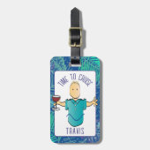 Funny Man Cartoon Kreuzfahrt Urlaub für Ihm Gepäckanhänger (Vorderseite vertikal)