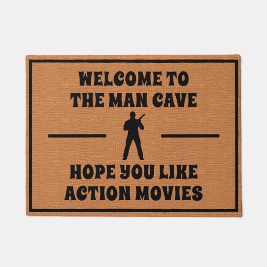 Funny Man Cave Action Hero Rustikaler Minimalistis Fußmatte (Vorderseite)