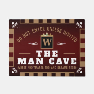 Funny MAN CAVE mit Monogramm BROWN Welcome Fußmatte