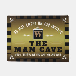 Funny MAN CAVE mit Monogramm | GOLD Welcome Fußmatte