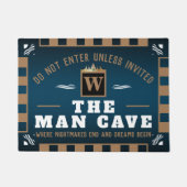Funny MAN CAVE mit Monogramm | Ocean Blue Willkomm Fußmatte (Vorderseite)