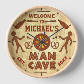 Funny Man Cave with Beer Sports TV | Custom Name Uhr (Vorderseite)