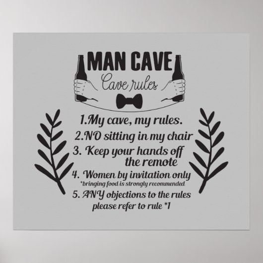 Funny Man Höhle Zuhause Bar Word Art Poster (Vorne)