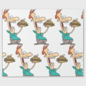 Funny Man isst ein Sandwich Geschenkpapier (Flach)