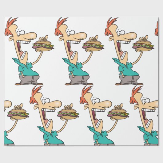 Funny Man isst ein Sandwich Geschenkpapier (Flach)