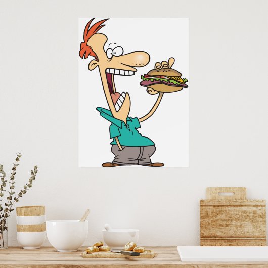Funny Man isst ein Sandwich Poster (Küche)