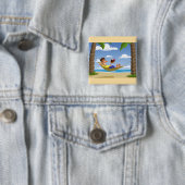 Funny Man Relaxing in Beach Hammock Button (Beispiel)