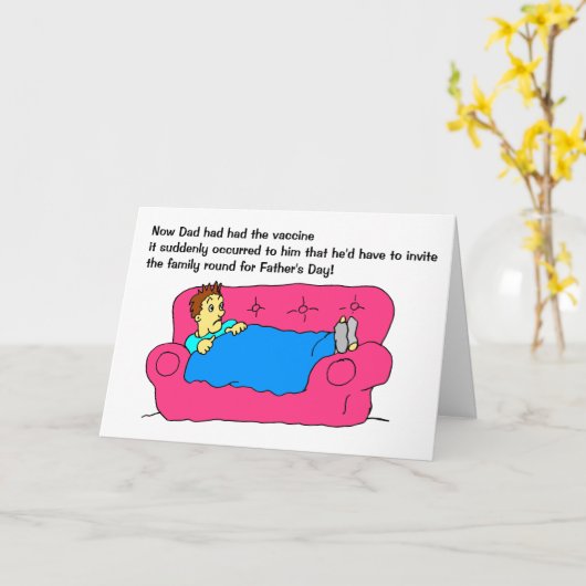 Funny Man Vaccine Cartoon Happy Vathers Day Karte (Gelbe Blume)