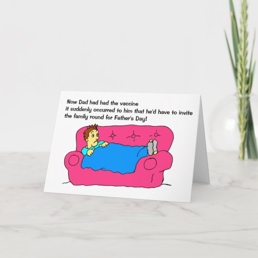 Funny Man Vaccine Cartoon Happy Vathers Day Karte (Vorderseite)