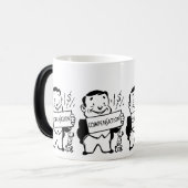 Funny Man with Sign: Compensation Spaß Verwandlungstasse (Vorderseite Links)