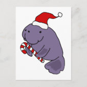 Funny Manatee in Weihnachtsmannmütze Weihnachten C Postkarte (Vorderseite)