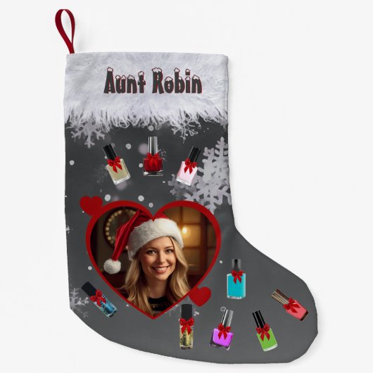 Funny Manicure Lover Fingernail Polish and Photo Kleiner Weihnachtsstrumpf (Vorderseite)