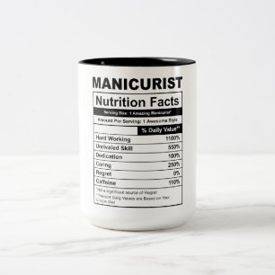 Funny Manicurist Nutrition Fakten Zweifarbige Tasse