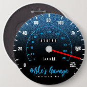 Funny Manly Car Odometer Speedometer Blauer Glitze Button (Vorne & Hinten)
