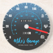 Funny Manly Car Odometer Speedometer Blauer Glitze Getränkeuntersetzer (Vorne)