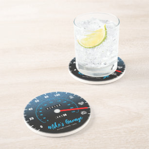 Funny Manly Car Odometer Speedometer Blauer Glitze Getränkeuntersetzer