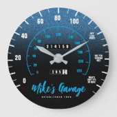 Funny Manly Car Odometer Speedometer Blauer Glitze Große Wanduhr (Vorderseite)