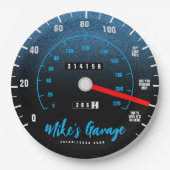 Funny Manly Car Odometer Speedometer Blauer Glitze Pappteller (Vorderseite)
