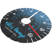 Funny Manly Car Odometer Speedometer Blauer Glitze Polyester Weihnachtsbaumdecke (Schrägansicht)
