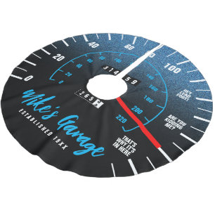 Funny Manly Car Odometer Speedometer Blauer Glitze Polyester Weihnachtsbaumdecke