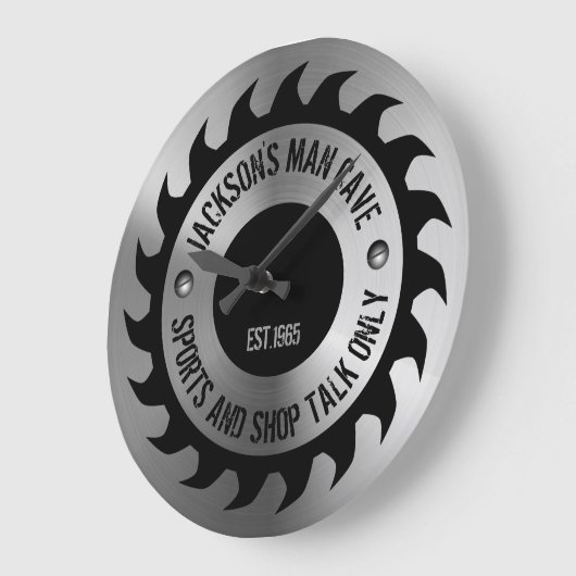 Funny Manly Man Cave Steel Circular Saw Blade Große Wanduhr (Winkel)