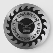 Funny Manly Man Cave Steel Circular Saw Blade Große Wanduhr (Vorderseite)
